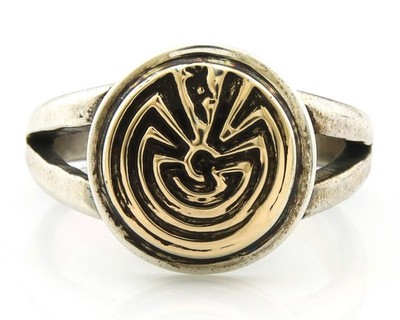 Navajo Ring Sterling Silver & Gold Vintage Artist Signed Size 7.0