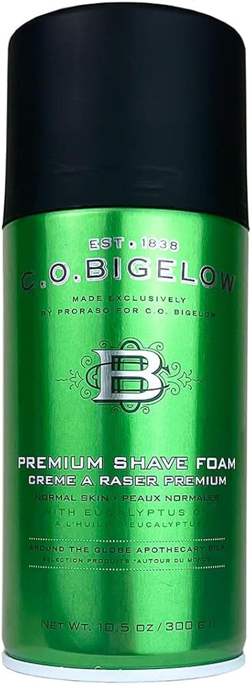 C.O. Bigelow Premium Shave Foam for Men with Eucalyptus Oil and Menthol, 10.5 oz