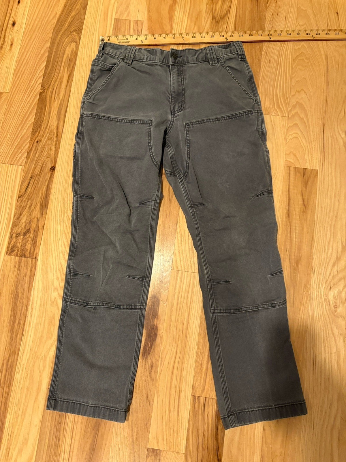 Carhartt Double Knee Pants Mens 32x30(30x29) Grey Carpenter Rugged Flex Slim Fit