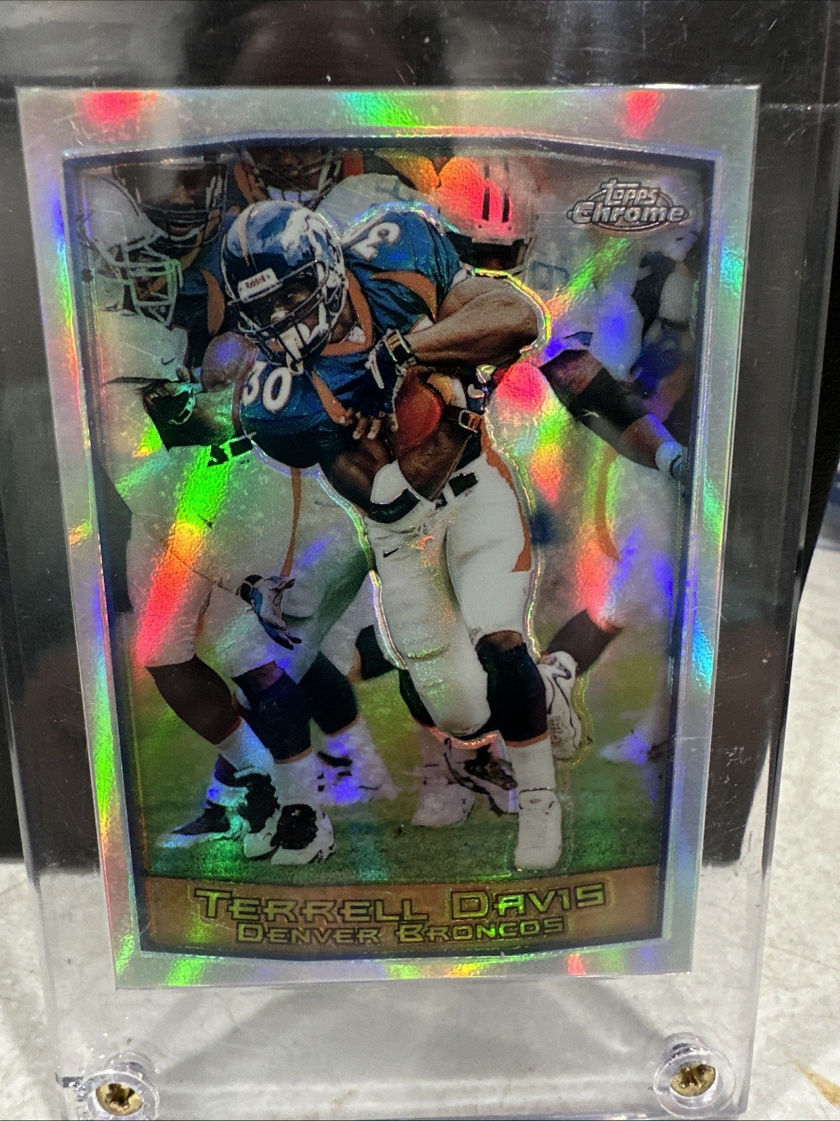 1999 Topps Chrome Refractor Terrell Davis #100 HOF Denver Broncos Football G3