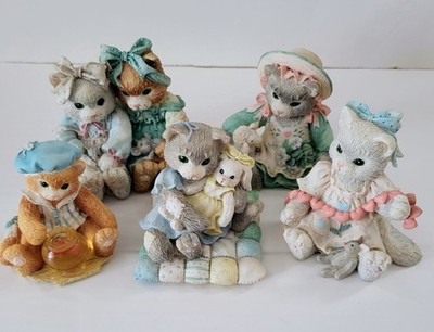 1992 1993 1994 Enesco Calico Kittens Lot of 5 Fishing Purrfect Huggable Blossoms