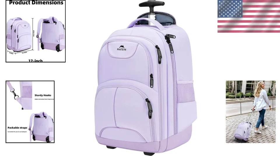 17英寸防水滚轮笔记本电脑背包女式带轮子 — 第 2/4 张图片