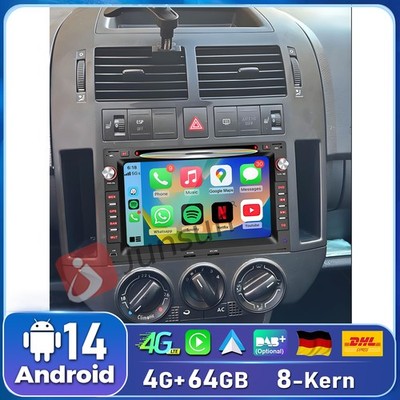 CARPLAY Android 15 Für Volkswagen Polo 2001-2009 Autoradio SWC DAB+ CD DVD