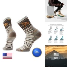 Smartwool, Men's, Hike Targeted Cushion Bear Stripe Mid Crew Socks, Ash, Large