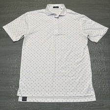 Turtleson Shirt Polo Performance Golf White Blue Mens Small Polka Dot Stretch