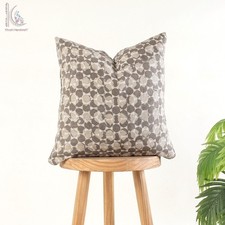 Polka Dot Print Cotton Euro Shams Hand Block Printed Cotton Canvas Cushion Cover