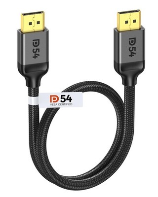 Silkland Short 54Gbps DisplayPort 2.1 Cable 1.5FT [VESA 1.5 Feet, Grey 