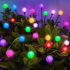 Solar Garden Lights Outdoor Decor, 24 LEDs Solar Firefly Light, Multicolor Ch...
