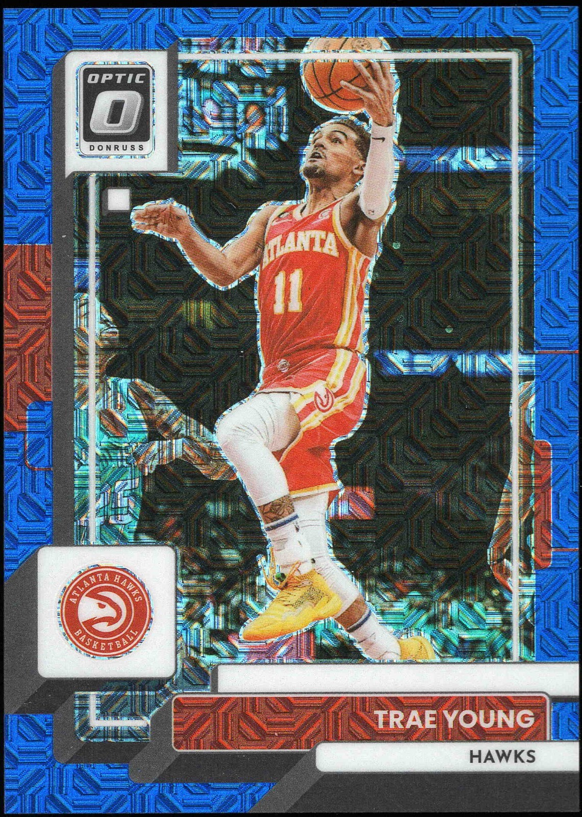 2022 Panini Donruss Optic TRAE YOUNG #127 Hawks 22 BLUE MOJO Prizm Numbered /24