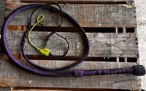 Purple & Black Nylon Braided 6 Foot Bullwhip (7 Foot w/ tail) Silver Butted End