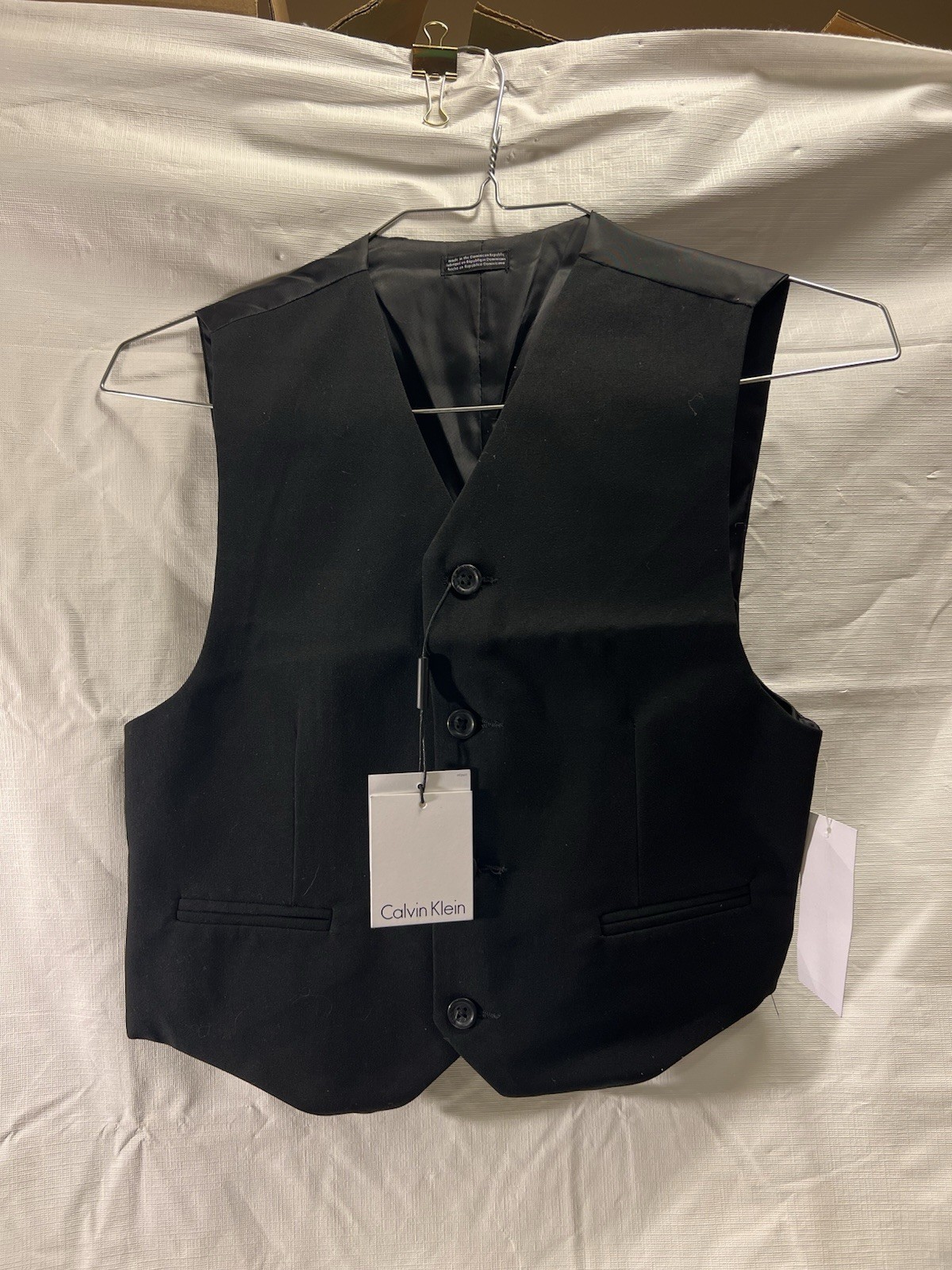 Calvin Klein Boys Black Suit Vest |Size Youth Medium (10-12)