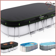 Poolabdeckung Rechteckig 160 x 260 cm Schwarz, UV-stabil, 420D mit Kordelzug