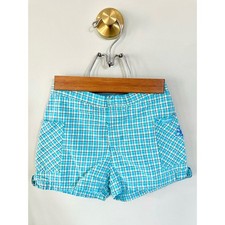 Vintage OshKosh B gosh Aqua Plaid Shorts Girls Size 6 Y2K Cottage Coastal