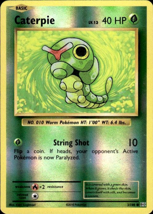 Pokemon Reverse Holo Caterpie XY - Evolutions 3/108 LP