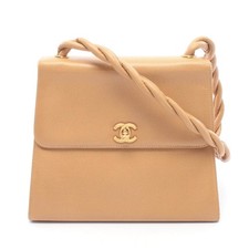 Chanel Coco Mark Caviar Skin Shoulder Bag Women Beige One Size