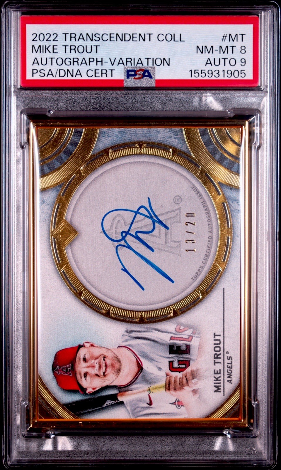 2022 Topps Mike Trout Auto /20 Auto PSA