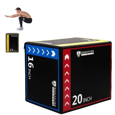 Signature Fitness 3-in-1 Foam Plyometric Box 16/20/24'' Jump Gym Training Block