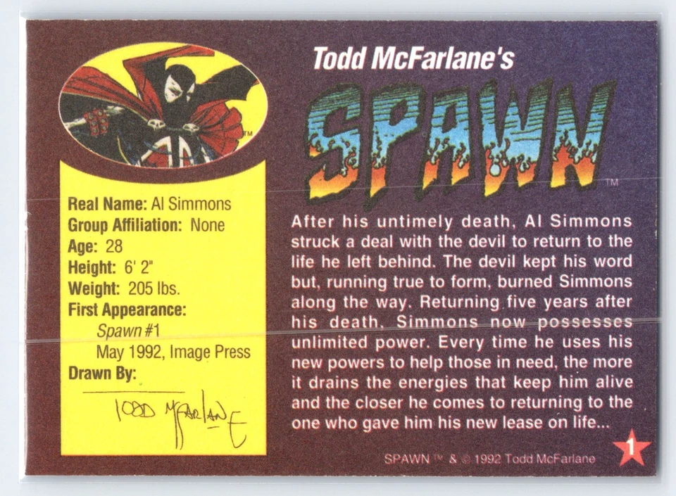 SPAWN Wizard Magazine Todd McFarlane 1992 Prism Promo Card #1 - Image 2 of 2