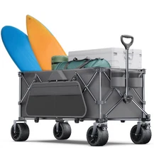 440Lbs Collapsible Wagon Cart with Big Wheels, Ideal for Beach, Camping, Gard...