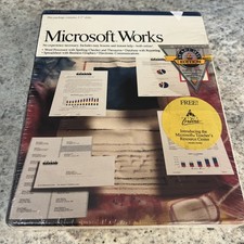 MICROSOFT WORKS 2.0 DOS VINTAGE WITH FLOPPY DISKS COLLECTORS Sealed 1991