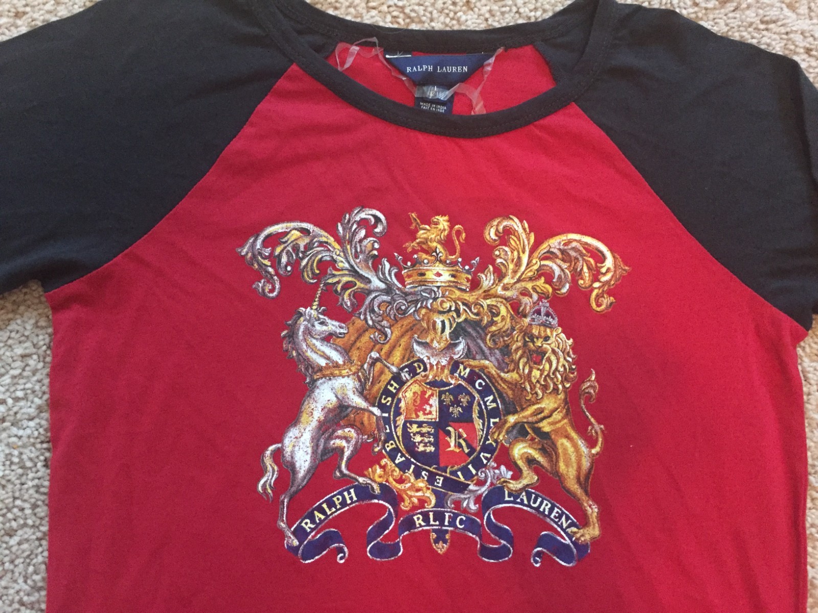 NWOT Ralph Lauren Girl's Long Sleeve Red Graphic Tee Top/Shirt Size L (12-14) image 2