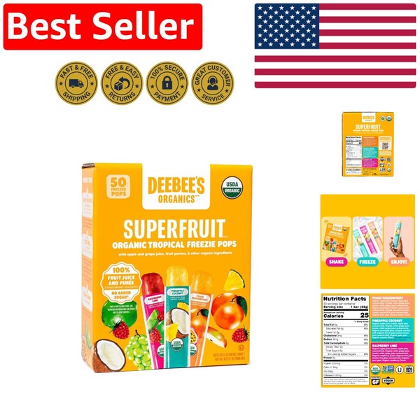 Tropical SuperFruit Freezies, 50 unidades - Snack sin culpa, sin gluten y