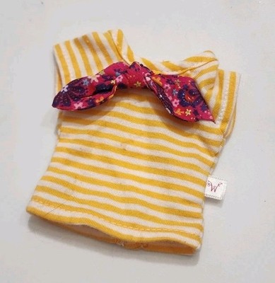 AMERICAN GIRL WELLIE WISHERS KENDALL MEET TOP SHIRT YELLOW STRIPED DOLL CLOTHES