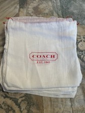Lot Of 10 New Coach White Cotton Dust Cover/Storage Bag 7 1/2  X 7 1/2  