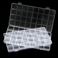 32-Grid Clear Plastic Beads Jewelry Organizer Box Small Parts Storage-2pack