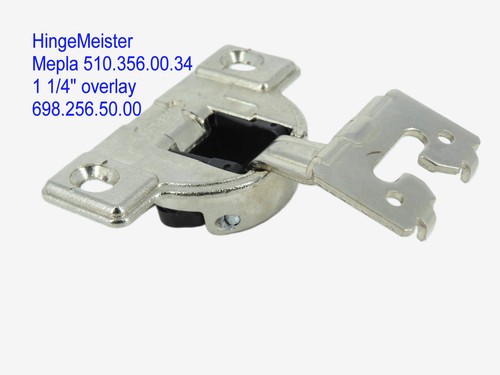 Mepla Hinge 698.256.50.00 - 1 1/4" Overlay - 510.356.00.34 plate - Straight top