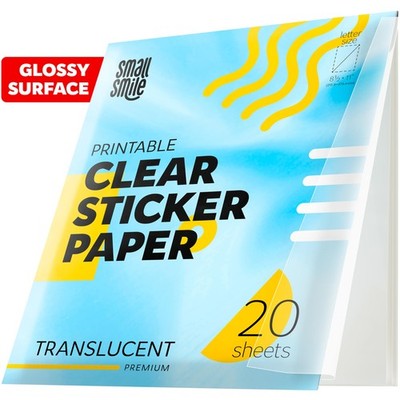 95% Clear Sticker Paper for Inkjet Printer and Laser   20 Sheets, 8.5x11 Tran...