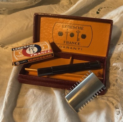 ART DECO RARE French Vintage SAFETY RAZOR LERESCHE BOXED NOS #A