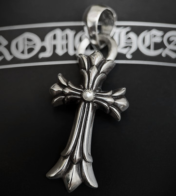 Authentic Chrome Hearts Double Cross Pendant with Bale + CH Pouch and Gift Bag