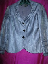 ADRIANNA PAPELL LABEL, L/S GRAY METALLIC COLOR BLAZER, SZ. 10/12, DRESSY