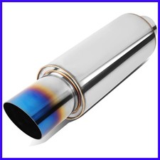 Universal 2.25 Inches Straight-through Muffler With Double Walled Slant Burnt...