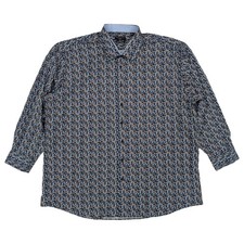 Shaquille O'Neal XLG Big Fit Mens Navy Brown Floral Shirt