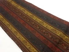 7604287: JAPANESE KIMONO / NAGOYA OBI / SILK / WOVEN STRIPE FLORAL ARABESQUE