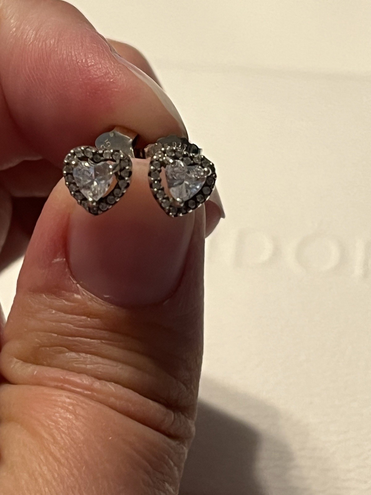 925 Sterling Silver Elevated Heart Stud Earrings … - image 1