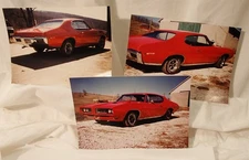 Vintage Lot of 3 Original Photos 1969 Pontiac GTO Red 3" x 5"