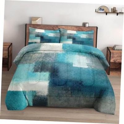 Size Comforter Set with 2 Pillowcases, Painting Contemporary Teal Full Multi 1