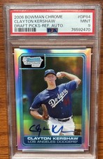 2008 Bowman Chrome Clayton Kershaw Draft Picks Refractor Auto #DP84 /500 PSA 9