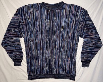 Vintage Protege 3D Knit Sweater Coogi Style 90s Made In USA Size Large