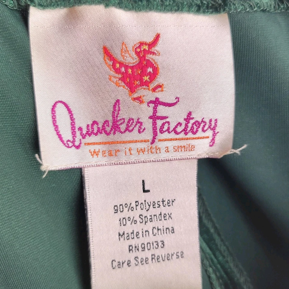 VTG Quacker Factory Green Velvet Maxi Skirt L 90s Pull-On Christmas Holiday Glam - Image 3 of 4