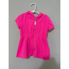 Lilly Pulitzer Hot Pink Toddler Girls Hooded Zip Up Swim Coverup XS 2-3 Preppy