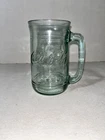 Light Blue Coca Cola Glass Drinking Mug Vintage 5 1/2 “ Tall Raised Logo