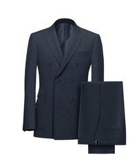 Mens Midnight blue suits cashmere wool hand made double Breasted peak Lapel