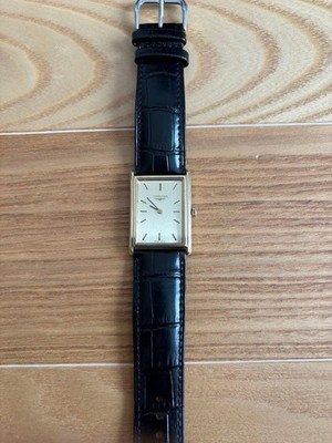 LONGINES Handaufzug rechteckig goldfarben Dress Watch Serviced Lederband
