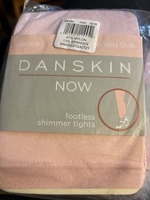 4 Pairs NEW GIRL SIZE 12-16 DANSKIN NOW SHIMMER FOOTLESS DANCE TIGHTS 74-110 PDs