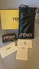 Fendi Puffy Pouch Designer Eyeglass Case w Gold Metal Logo Clip, Box, Cloth ....