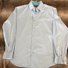 Banana Republic Slim Fit Blue White Gingham Men's Dress Shirt M 15-15 1/2